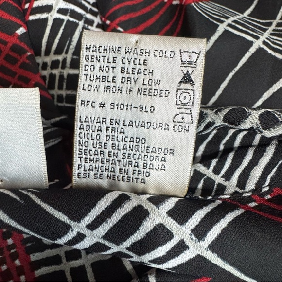 Kathie Lee Collection Red & Black Plaid Sheer Button Down Tunic - Picture 6 of 6